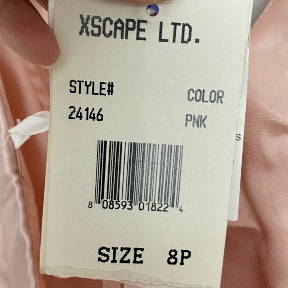 NWT XSCAPE by Joanna Chen Halter Satin Front Side Tie Top Petite Size 8P - Picture 7 of 7